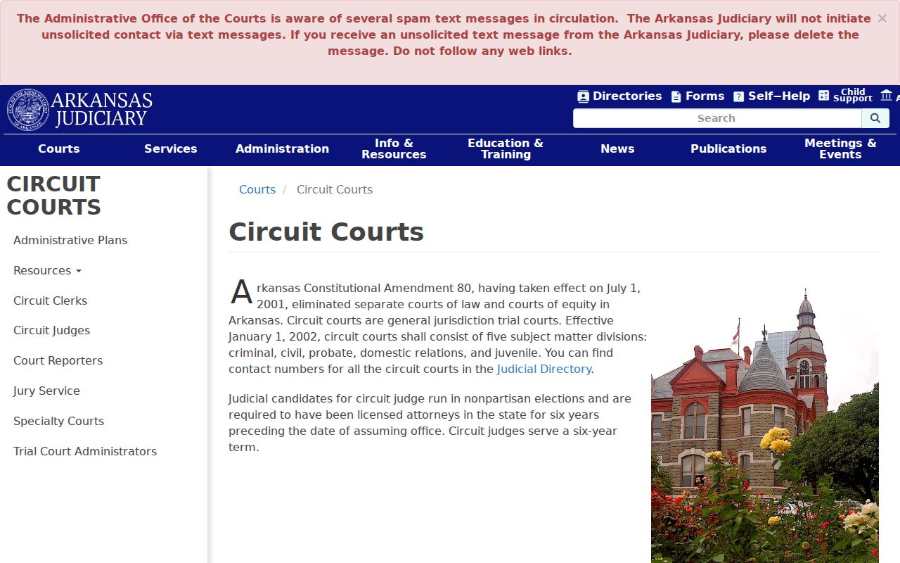 Faulkner County court docket Arkansas Circuit Court structure