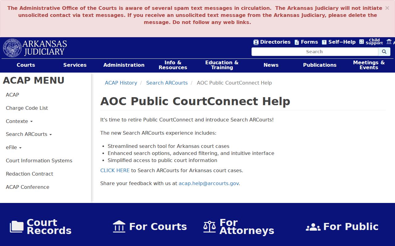 Faulkner County docket search CourtConnect replacement notice