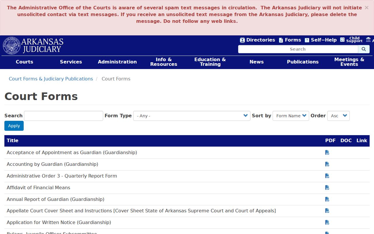 Faulkner County civil court docket Arkansas forms catalog