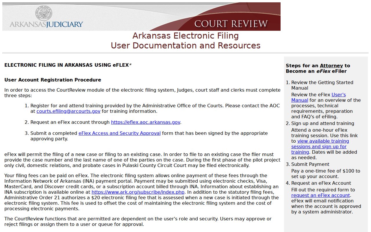 Faulkner County civil court docket Arkansas eFlex resources
