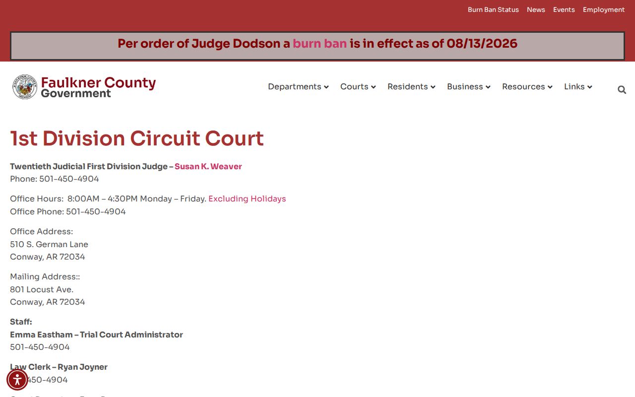 Conway court records source for Faulkner County First Division Circuit Court
