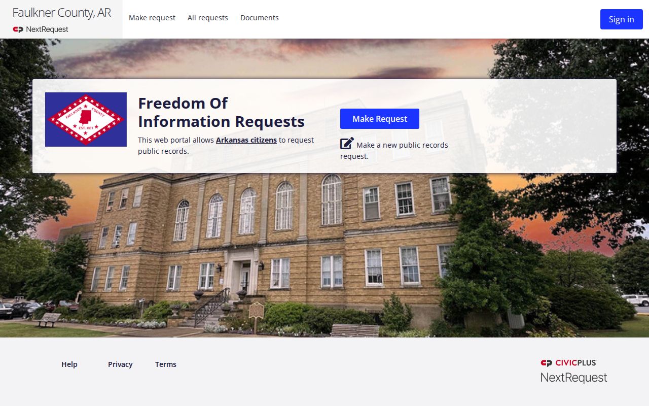 Faulkner County court case records county NextRequest portal