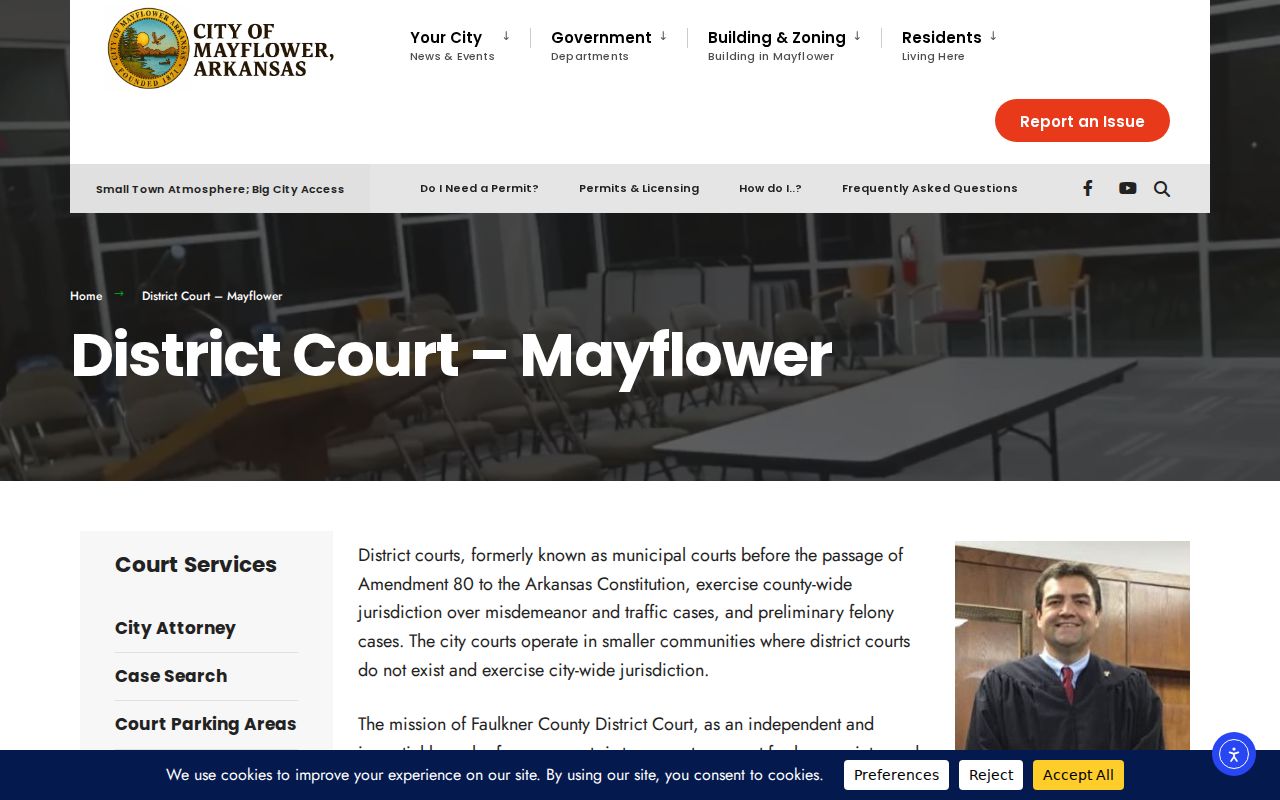Mayflower court records and District Court information at Mayflower City Center