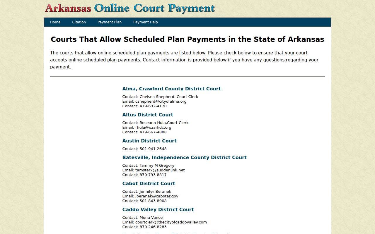 Faulkner County traffic court participating department contacts